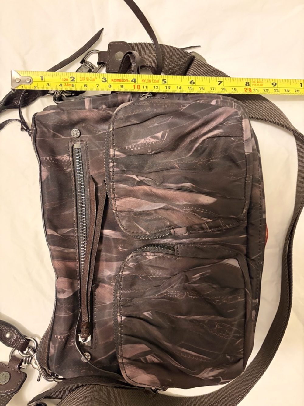 EUC MZ Wallace Brown Featherprint Shoulder/Crossbody Bag - Picture 10 of 11